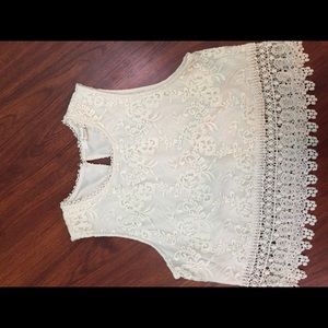 Cream lacy crop top